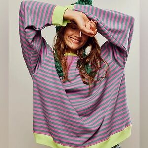 Free People Classic Striped Oversized Crewneck